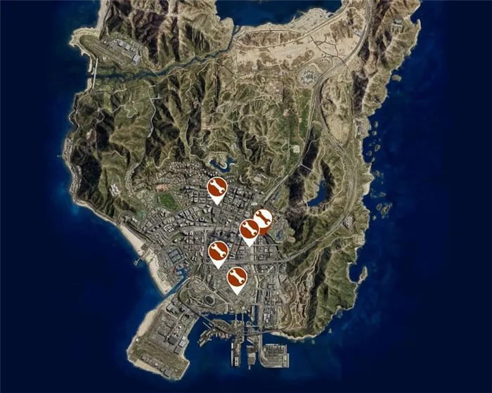 Расположение всех автомагазинов в GTA Online (Изображение предоставлено Rockstar Games)