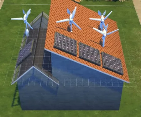 солнечные панели и турбины на крыше