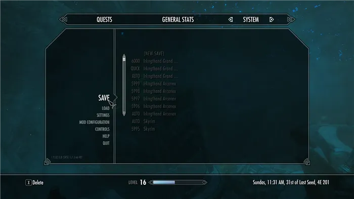 To show that we are loading an old save game in Skyrim
