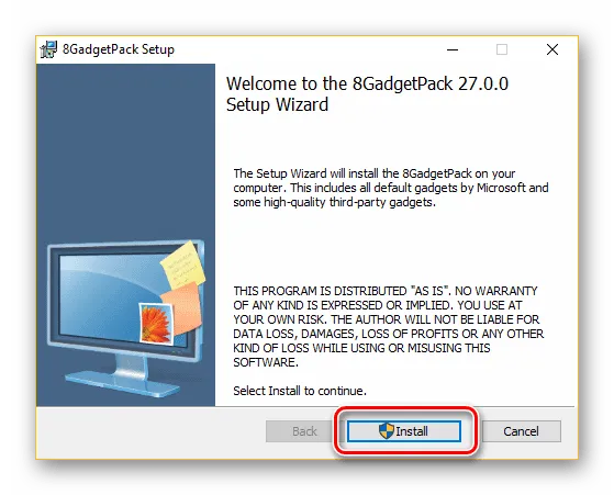 Установите 8GadgetPack на Windows 10