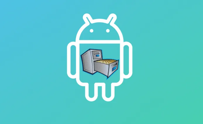 Телефон Android и ящик, полный файлов