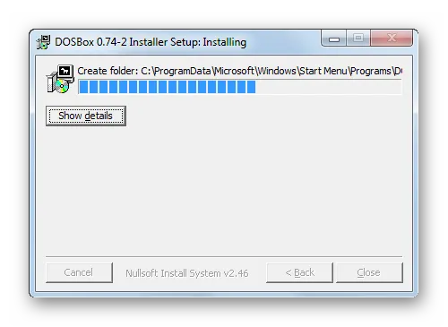 Установите симулятор, используя окно установочного драйвера Windows 7 Dosbox